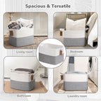 Goodpick 50L Large Woven Rope Storage Basket with Handles, Light Gray - Image 4