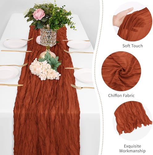 25 Pack Terracotta Cheesecloth Table Runner 17 x 108 Inch Gauze Table Runner Fabric Semi Sheer Cheese Cloth Table Runner Bulk for Rustic Romantic Wedding Baby Shower Table Decoration - Image 5