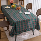 vctops Christmas Green Plaid Ruffle Table Cloth, Farmhouse Cotton Linen Tablecloth, Washable Table Cover for Rectangle Table Baby Shower Kitchen Party Wedding Decor (Dark Green,70"x118") by vctops