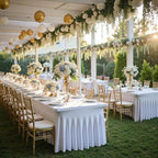 12 pk White Spandex Table Cloth Rectangle 8ft with Ruffle Skirt,Wrinkle Free High-Stretch Fitted Tablecloths for 8 Foot Rectangle Tables,Elastic Spandex Table Covers 8 ft for Parties Weddings Banquet - Image 5
