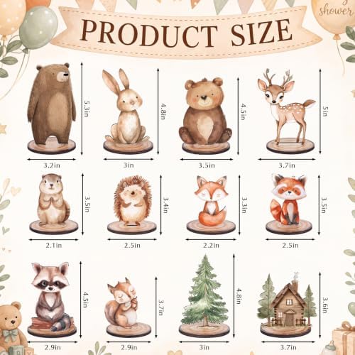 Rtteri 6 Set Woodland Animal Table Centerpiece Baby Shower Gifts Include Wood Slices Mason Jars with Forest Animal Decor Mushroom Moss Greenery for Rustic Party Gender Reveal Birthday Photo Props - Image 3