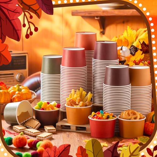 Jingmore 180 Pcs Paper Ice Cream Cups 9oz Disposable, Fall Color - Image 4