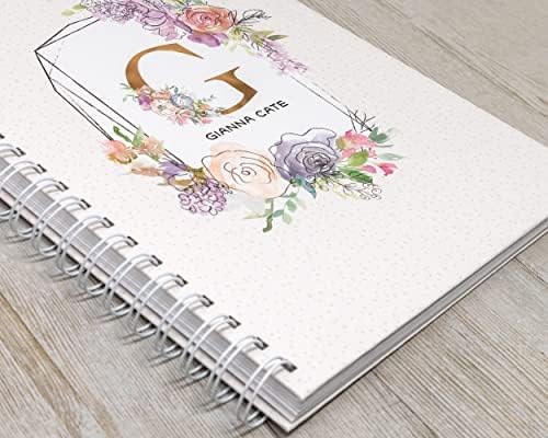 Personalized Baby Journal - Hardcover First Year Album Customized with Baby’s Name & Initial - Prompted Baby Memory Book (Floral Sketch Initial) - Image 2