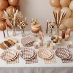 Yaomiao 168 Pcs Gingham Party Supplies Gingham Plates and Napkins Serves 24 - Image 4