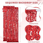 Red Big Payette Sequin Backdrop Curtain 2 Panels 2ftx8ft Sparkly Glitter Party Background for Birthday Holiday Wedding Event Decorations - Image 3
