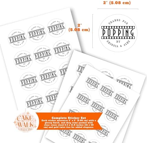 Set of 24 Popcorn Stickers | Popcorn Stickers | Personalized Wedding, Bridal Shower, Baby Shower or Party Favor Labels| Custom Labels | Popcorn Stickers - Image 2