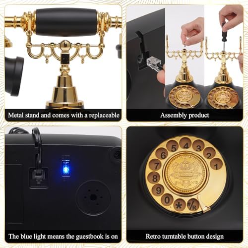 UKBW Audio Guest Book Wedding Phone, Audio Phone Guestbook, Record Audio Messages with Guestbook, Guestbook Alternative for Wedding, Birthday Party, Baby Shower, Anniversary, Engagement(Black) - Image 4