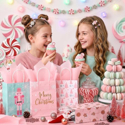 Zhanmai 48 Pcs Pink Christmas Gift Bags with Tissue Paper,Pastel - Image 5