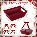 Mimorou 6 Pack Velvet Baskets for Gifts Empty to Fill, Burgundy Red Baskets - Image 2