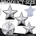 Leinuosen 3 Pcs 25.8" - 31.5" Star Starry Night Movie Night Party Decoration Silver Glitter Star Cardboard Cutout Stand-up Movie Prom Awards Homecoming Wedding Birthday Party Photo Prop Backdrop Decor - Image 2
