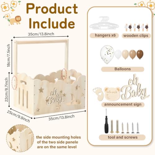 Brown, Wooden Baby Shower Crate Closet,Hollow - Image 3