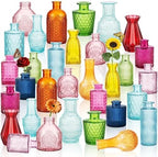 32 PCS Assorted Vintage Bud Vases, Colorful Glass Small Vases Bulk, for Centerpieces, Wedding Table Decor, Home Decorations & Gifts (Colorful rieires) by Unknown