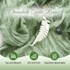 Sage Green Boho Cheesecloth Table Runner 12 Pack 17x108 Inch Sheer Gauze - Image 4
