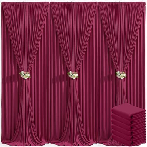 30ft x 10ft Burgundy Backdrop Curtain for Parties Wedding Maroon Wrinkle Free Backdrop Drapes Panels for Birthday Party Bridal Shower Photo Photography Polyester Fabric Background Decoration by Suppromo