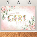 Avezano Girl Baby Shower Backdrop Pink Floral Sweet Baby Baby Shower Banner A Sweet Little Girl is on Her Way Party Decorations Banner (8x6ft) by AVEZANO