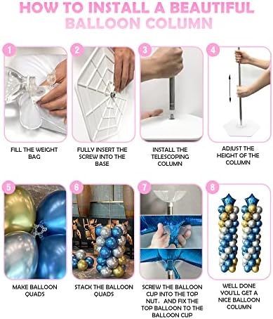 YALLOVE Telescopic Balloon Column Stand, Set of 4, 80 Inch Stainless Steel Balloon Tower Holder, Table Balloon Centerpieces, and Balloon Stand for Floor 2-in-1 Kit - Image 3