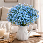 Waipfaru 30 Pcs Blue Babys Breath Artificial Flowers Bulk, Real Touch - Image 3