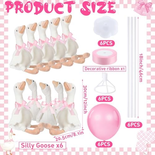 Chunful 10 Set Pink One Silly Goose 1st Birthday Decoration 11.8 Inch - Image 6