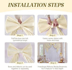 Large Beige Bow Decor, 47x24x118 Inches Giant Silky Ribbon Bows for Room Wall Decorations Oversized Coquette Stain Bow Party Decorations for Birthday Bridal Baby Shower Wedding Photo Booth Backdrop - Image 4