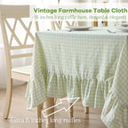 Pile Green White Gingham Ruffle Table Cloth Rectangular 120“x60” - Image 5