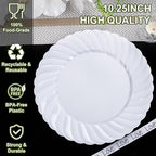 U-QE 60 Count White Plastic Plates - 10.25inch Plastic Disposable Plates - Image 2