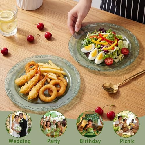 Tinybee 60PCS Clear Green Plastic Plates,Green Plates Disposable Heavy Duty - Image 4