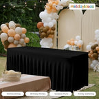4 Pack Black Spandex Table Covers 4ft Rectangle Ruffle Skirts for Party - Image 6