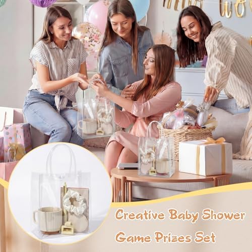 42Pcs Baby Shower Prizes for Game Winners, Baby Shower Guests Favor Set with Scrunchies Ceramic Mug Hair Claw Mirror Pen A6 Notebook Gift Bag for Wedding Bridal Showers Favor(Creamy White) - Image 6