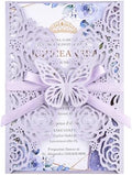 Purple Butterfly Laser Cut Wedding Invitations 50pcs Custom Invitation Card by Maffily