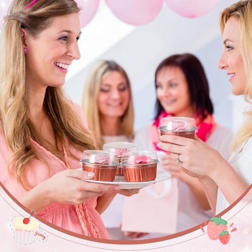 200 Pack Aluminum Cupcake Liners with Lids,Rose Silver,Plain - Image 6