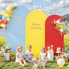 Rainbow Arch Backdrop Cover 6FT 5FT 4FT Stretchy Wedding Arch Covers Set of 3 Spandex Fitted Blue Yellow Red Fabric Backdrop Cover for Party Baby Shower Birthday Decoration - Image 3