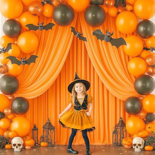 40x10ft Orange Backdrop Curtain Panels for Parties - Wrinkle Free Polyester Photo Curtain Backdrop Wedding Back Drop Fabric Drapes for Party Decorations Background for Photography - Image 4