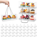 Thenshop 40 Pcs Clear Cupcake Boxes 9x3x3 in 3 Compartment Holder,White by Thenshop