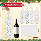 Harloon 32 Pack Wine Bottle Gift Bags with Handles 4 Designs,White, Silver - Image 2