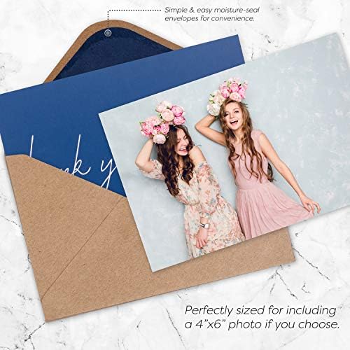 Durabasics 120 Heavyweight Blank Thank You Cards with Envelopes & Stickers, Premium Thank You Notes with Envelopes Set, Bulk, Classic Navy Blue Bulk Pack (4 x 6 Inches) (120 Pack) - Image 6