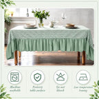 Moukeren 120"x60" Ruffled Tablecloth Table Cover, Sage Green, Gingham - Image 2
