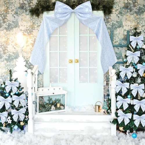 Suncalla 13 Pcs Extra Large Blue Ribbon Bows for Wreath Front Door Decor - Image 3