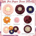 ForraFun 36 Pcs Morandi Giant Paper Flowers Decoration for Wall Sizes 10" to 24'' Tissue Paper Pom Poms in 5 Flower Wall Backdrop Decor for Fiesta Mexican Wedding Baby Shower Bridal Shower Party - Image 2