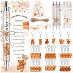 145 Pieces Baby Shower Favors for Guest Brown Teddy Bear Ballpoint Pens and Keychains Gifts Bulk Retractable Baby Shower Pens Gender Reveal Greeting Cards Souvenirs Prizes Party Favors by EYNDYN