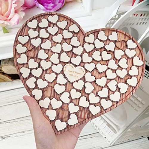 Personalized Wedding Guest Book Alternative, Custom Wood Hearts for Guest Book Wedding Drop Box, Wedding Decor, Rustic Wedding, Guest Book Sign, Wooden Guest Book, 30x25 cm - Image 2