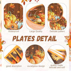 Pickmesh 400 Pcs Party Supplies Disposable Paper Plates Napkins and Cups Decorations for Men Women(Autumn Pumpkin,Orange) - Image 2