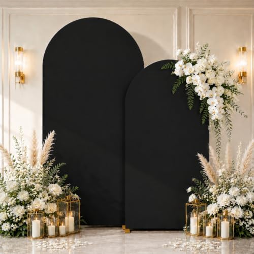 Black Arch Cover 7.2 and 6ft Spandex Arch Backdrop Cover Set of 2 by Lrrtwer