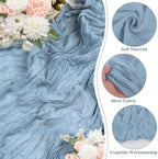20 Pack Dusty Blue Cheesecloth Table Runner 10FT Long Boho Gauze Fabric Table Runner Vintage Rustic Sheer Runners for Wedding Party Bridal Baby Shower Table Decorations - Image 3
