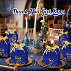 Engrowtic 50 Pcs Thank You Paper Boxes Ribbon Gift Treat Boxes with Handles 5.9 x 3.5 x 3.5 Inch Gold Foil Print for Graduation Wedding Baby Shower Holiday Party(Royal Blue) - Image 5