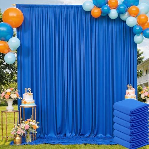 30ft×10ft Wrinkle Free Royal Blue Backdrop Curtain for Parties, 6 Panels 5×10ft Soft Silky Polyester Blue Photo Backdrop Drapes for Boss Baby Birthday Party Wedding Photography Background by ENJOYYOURPARTY