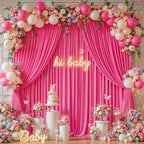20x10ft Hot Pink Backdrop Curtain Panels for Parties - Wrinkle Free Polyester Photo Curtain Backdrop Wedding Back Drop Fabric Drapes for Party Decorations Background for Photography - Image 2