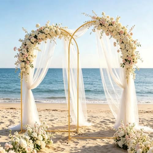 2PCS Metal Wedding Arch Backdrop Stand 6.6FT/5.9FT Balloon Arch Stand - Image 5