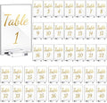 Tuanse 40 Pack Gold Acrylic Wedding Table Numbers 1-40 Clear Stand with Calligraphy Holders - 4 x 6 Inch Acrylic Table Signs for Wedding Reception Centerpieces by Tuanse