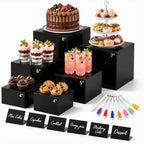 6 Pcs Food Risers for Display Party Buffet Riser Black(4",4",5",6",7",8") by Draupnir