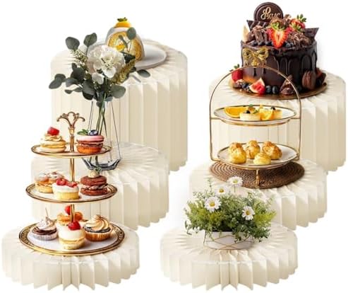 6 Pcs Buffet Risers Food Display Risers with Mini Sign, Buffet Table Risers Display Stands Cake Stand Cylinder Stands for Party Dessert Jewelry Collectibles by MAYTOPIA